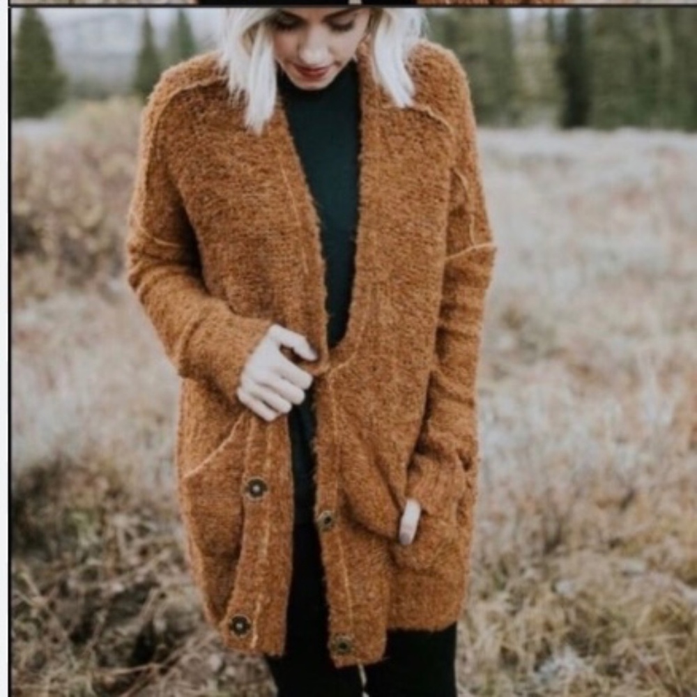 Free People boucle sweater in rust - Small